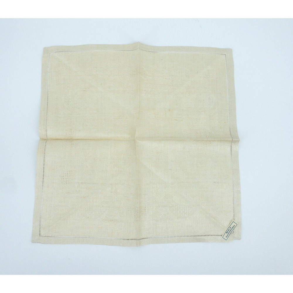 Vintage Linen Napkin Set 11 Beige European 1950s Table Decor - Picture 2 of 16